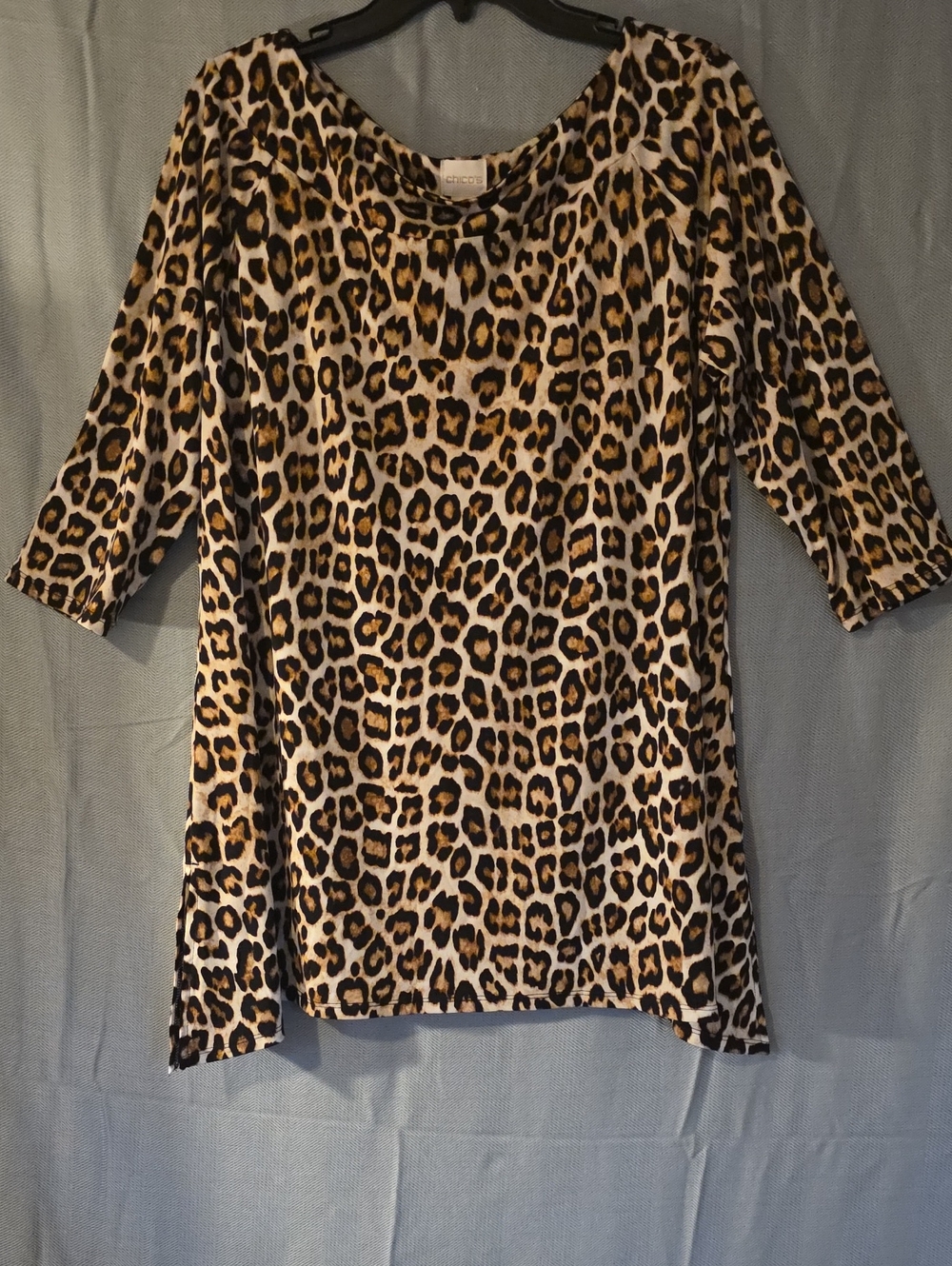 Chico's Leopard-Print Tunic in Black, Brown, Cream